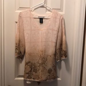 Apostrophe 3/4 sleeve tie-back top Sz L